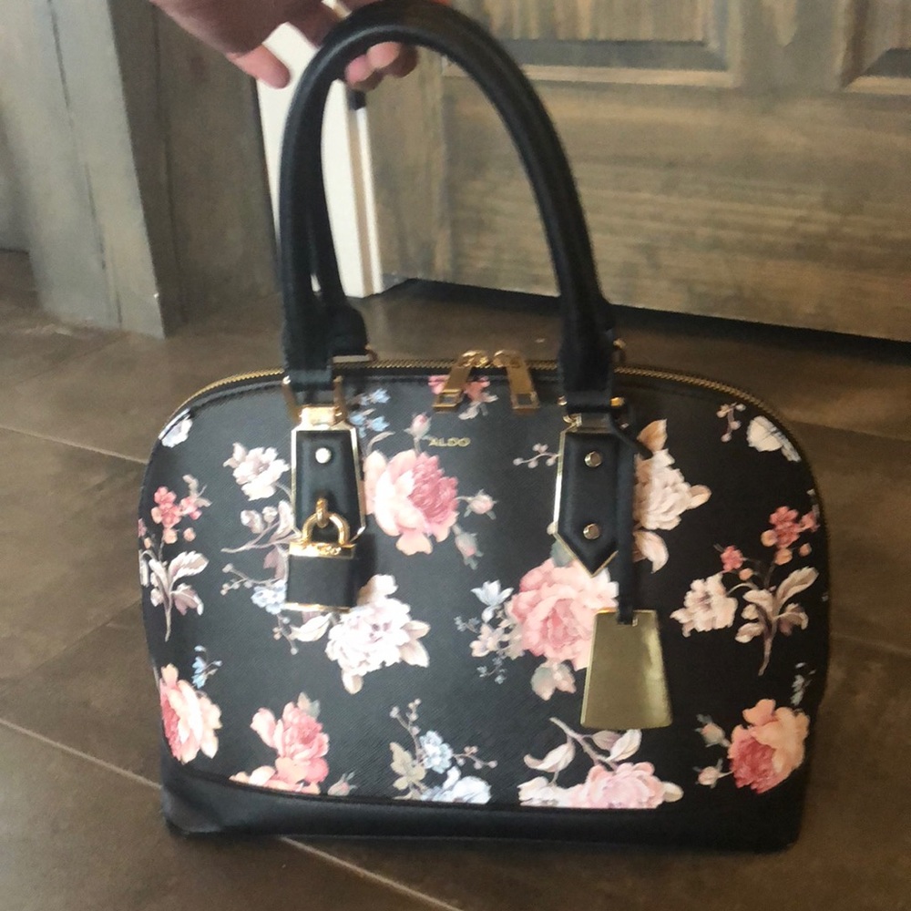 Aldo Handbag like new black floral